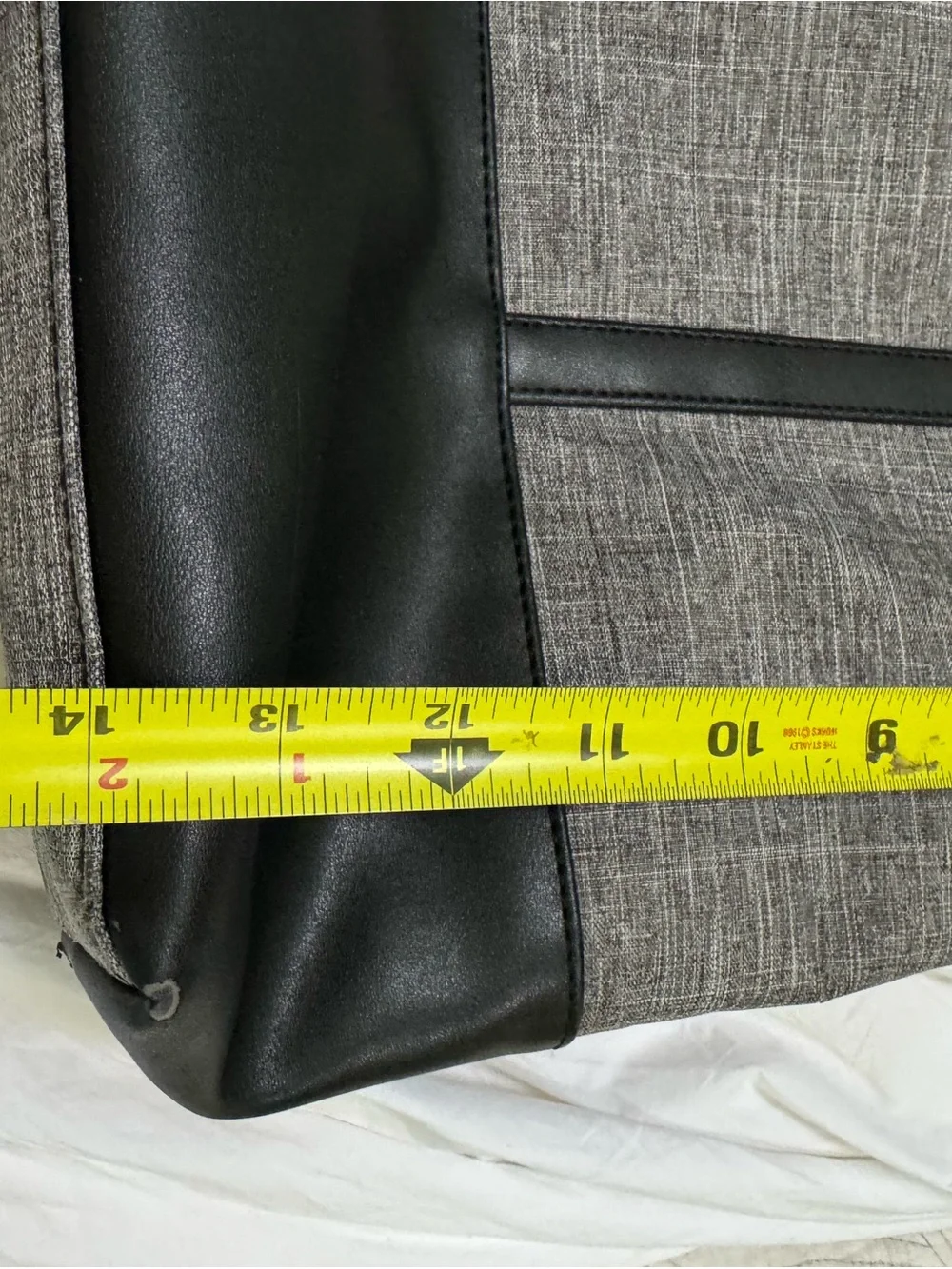 Sunny Snowy Gray Tote Bag for Men with Black Trim